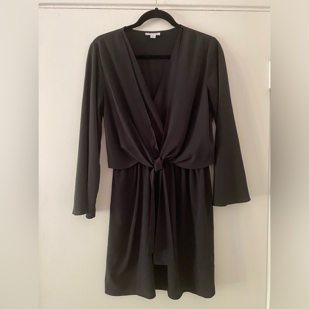 Topshop Black Tie Front Mini Dress